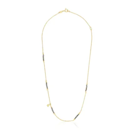 Silver vermeil Bold Bear Necklace with pyrite