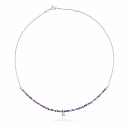 Silver and amethyst Necklace Bold Bear