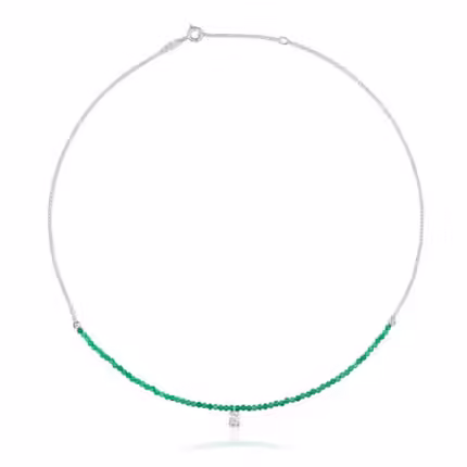 Silver and treated green chalcedony Necklace Bold Bear