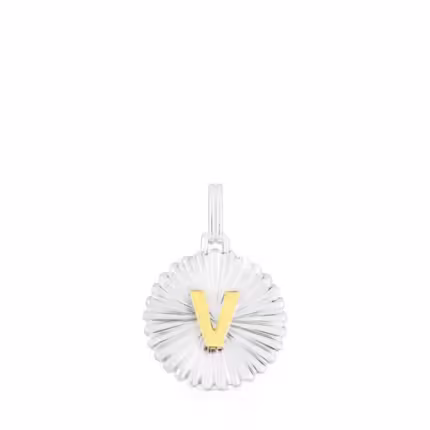 Silver and silver vermeil TOUS Alphabet letter V medallion Pendant