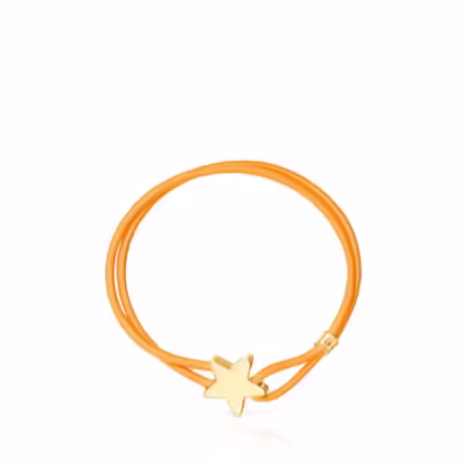 Orange Elastic bracelet with silver vermeil star Sweet Dolls