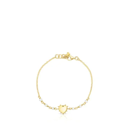 Silver vermeil heart Bracelet San Valentín with cultured pearls