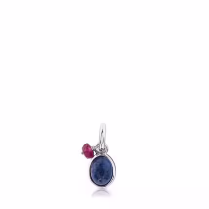 Silver Tiny Pendant with Dumortierite and Ruby