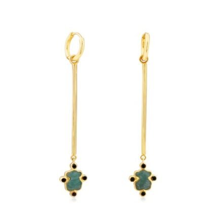 Vermeil Silver Color Power Earrings with Amazonite and Spinels