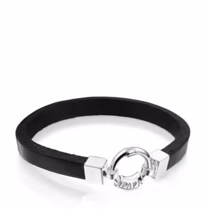 TOUS Papa Bracelet in Silver and black Leather