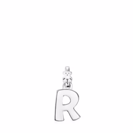 Alphabet letter R pendant in silver