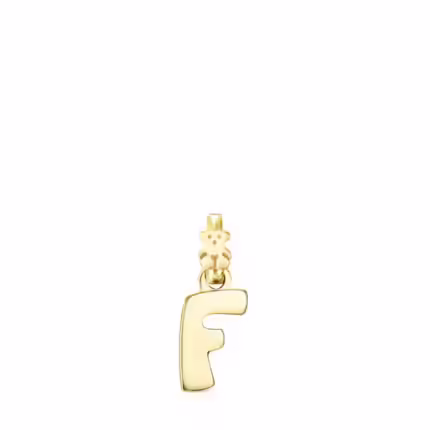 Alphabet letter F Pendant in Silver Vermeil