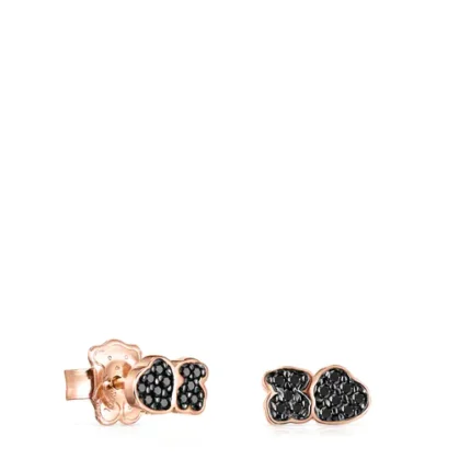 TOUS Motif Earrings in Rose Silver Vermeil with Spinels 0,8cm.