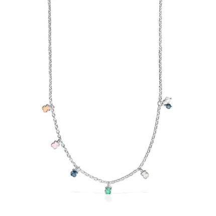 Mini Color Necklace in Silver with Gemstones and Pearl