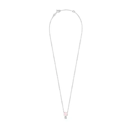 Mini Color Necklace in Silver with Pink Quartz and Amazonite