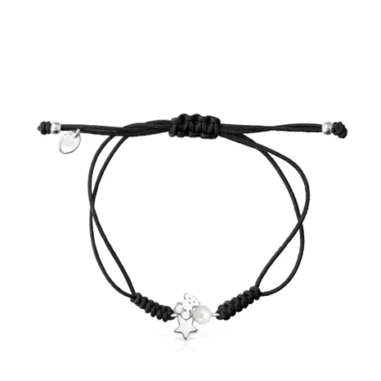 Nocturne Silver Bracelet with Pearl and Black Cord