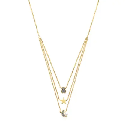 Nocturne Necklace in Silver Vermeil with Diamonds and Pearl