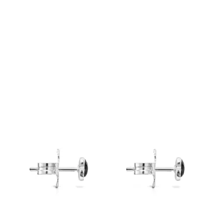 TOUS Mini Onix Earrings in Silver with Onyx 0,4cm.