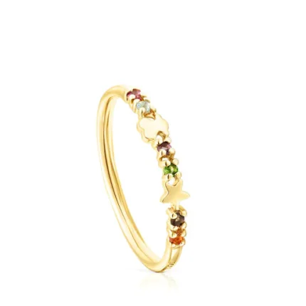 Gold Virtual Garden Wedding band with gemstones