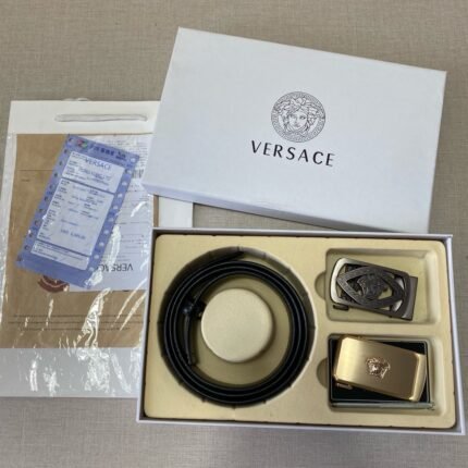Versace Classic Two Buckle Belt Gift Box Set, High end Fashion, Noble and Elegant