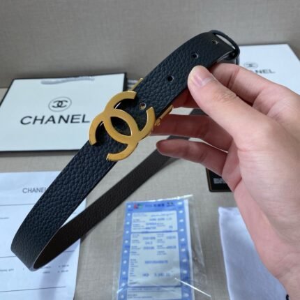 Chanel Gold Double C-Ring Buckle Black Belt Simple Fashion Noble Luxury