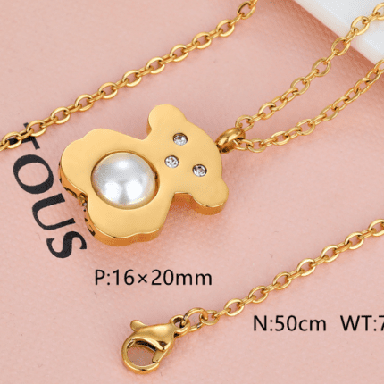 TOUS stainless steel material Spanish bear zircon inlaid necklace pendant
