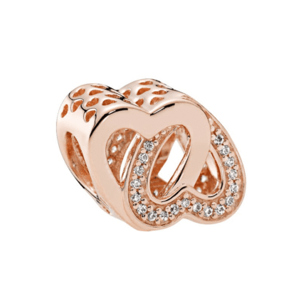 Pandora 925 Silver 791880CZ Rose Gold Interwoven Heart String Decoration