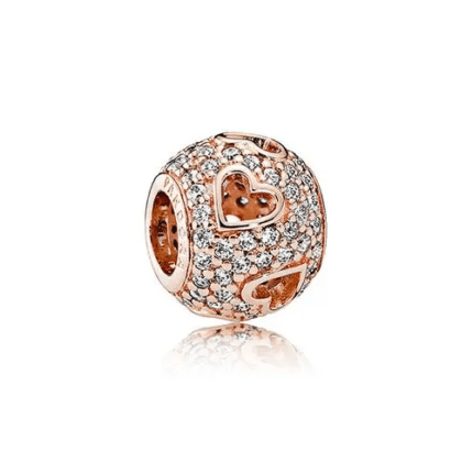 Pandora 925 silver 781426CZ heart pounding rose gold string decoration