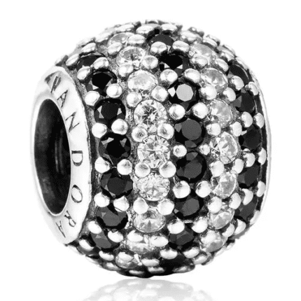 Pandora 925 silver 791172NCK black and white striped inlaid string decoration