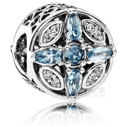 Pandora 925 silver 791995NMBMX sapphire snowflake necklace decoration