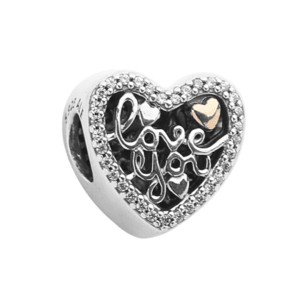 Pandora 925 silver 792037CZ heart-shaped hollow string decoration