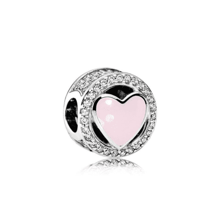 Pandora 925 silver 792034CZ pink heart-shaped string decoration