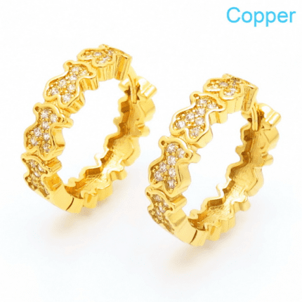 TOUS 925 Silver Three Bear Combination Transparent Zircon Inlaid Circular Earrings