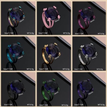 TOUS Stainless Steel Deep Blue Zircon Four cornered Bear Ring with Multiple Color Styles