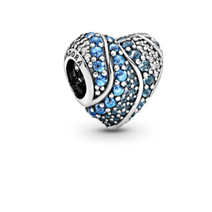 Pandora 925 silver 797015NABMX blue sparkling heart-shaped string decoration