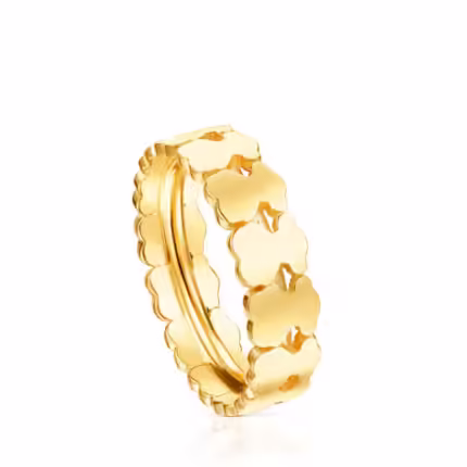 Straight hoop ring with 18 kt gold plating over silver