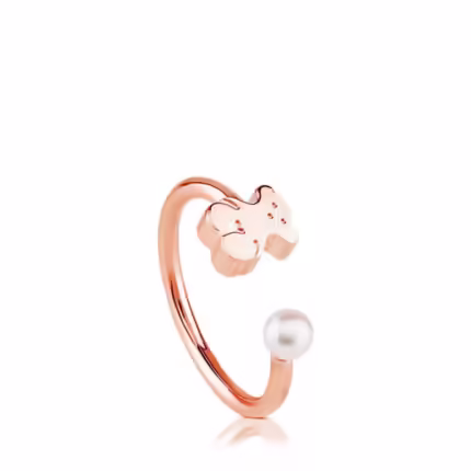 Rose Vermeil Silver Sweet Dolls Ring with Pearl
