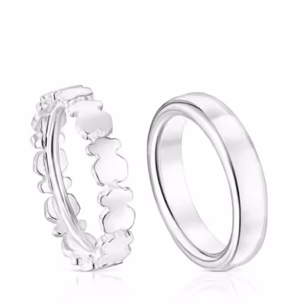 Set of Silver Straight Rings