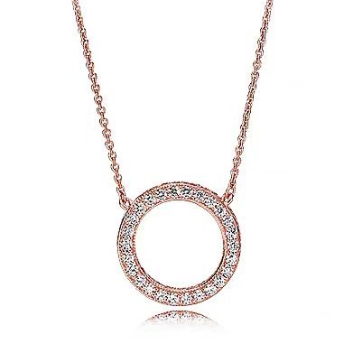 Rose gold fashionable full diamond ring pendant necklace