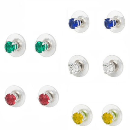 Personalized, fashionable, simple, multiple color cut round zircon earrings