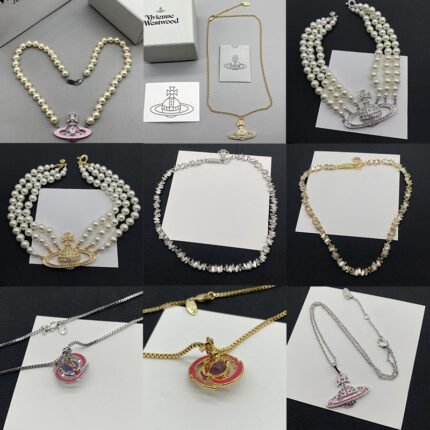 2024 New Exquisite Multi Layer Pearl Necklace with Diamond Set Saturn Pendant