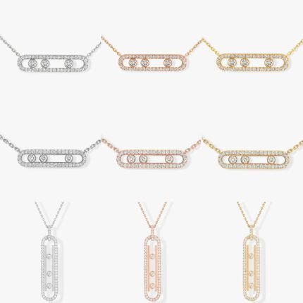 2024 New Exquisite Three Diamond Rectangular Pendant Necklace