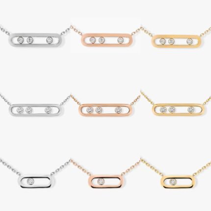 2024 New Exquisite Gold Diamond Rectangular Pendant Necklace