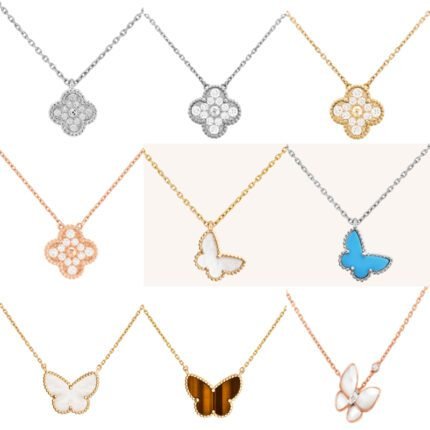 2024 New Exquisite Silver 4-Leaf Grass Inlaid Diamond Pendant Necklace