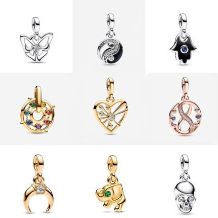 Fashionable 925 silver hollow butterfly, Tai Chi diagram shape and other small pendants, can be freely matched