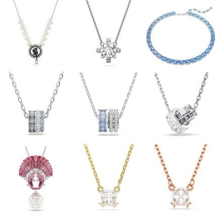 Multi colored circular zircon combination pendant necklace