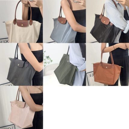 2024 New Milk White Long Handle Large Tote Bag Nylon Dumpling Bag Texture Autumn/Winter Shoulder Bag