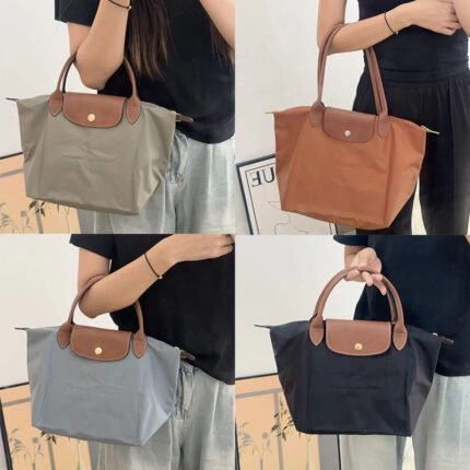 2024 New Cognac Color Long Handle Large Tote Bag Nylon Dumpling Bag Texture Autumn/Winter Shoulder Bag