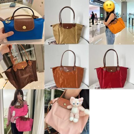 2024 New Peach Pink Long Handle Large Tote Bag Nylon Dumpling Bag Texture Autumn/Winter Shoulder Bag