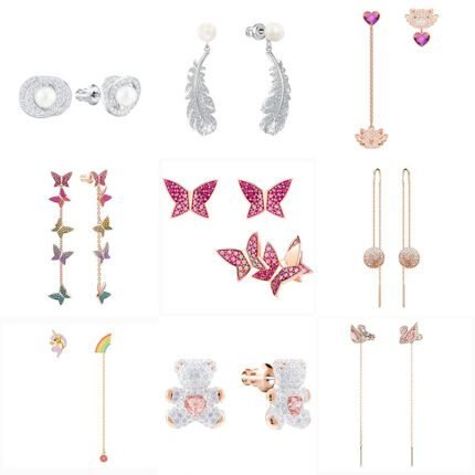 2024 New Feather Fashion Luxury Glittering Zircon Women's  Multi functional Earrings