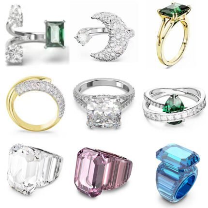 2024 New  Water Drop shaped Green Zircon Cross White Gold Ring