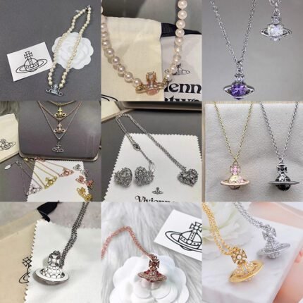 2024 New Exquisite Rose Gold Saturn Inlaid Diamond Pendant Necklace