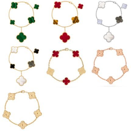 2024 New Exquisite Green 4-Leaf Grass Gold Chain Bracelet