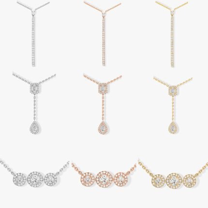 2024 new exquisite and dazzling multi diamond square and circular pendant necklace