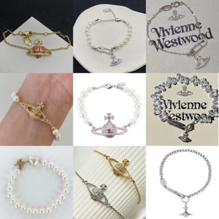 2024 New Exquisite Pink Heart Shaped Saturn Inlaid Diamond Pendant Bracelet